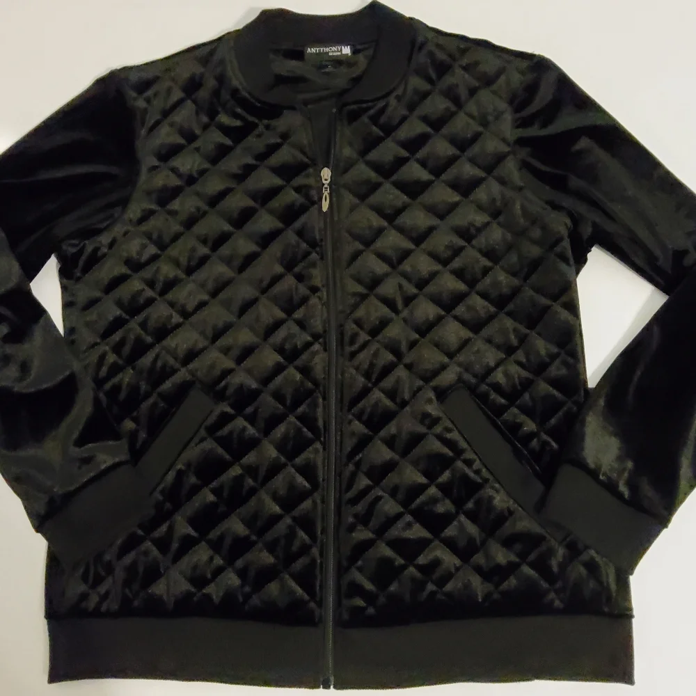Antthony Original Zip Front Black Quilted Long Sleeve Jacket Size M - Picture 1 of 9